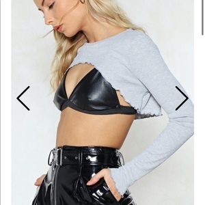 ‘Spot Check’ NastyGal Micro Crop Top Pullover